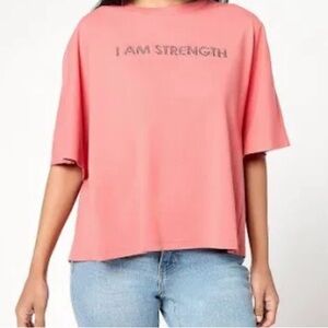 New Peace Love World Sueded Cotton Graphic Tee w/Embroidery Faded Rose size XL